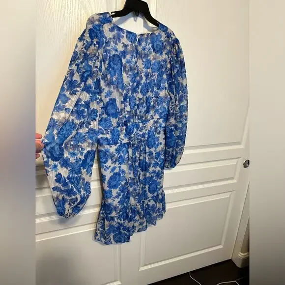 NWT Alex Marie Blue Floral Long Sleeve Dress sz 16 - Picture 4 of 4